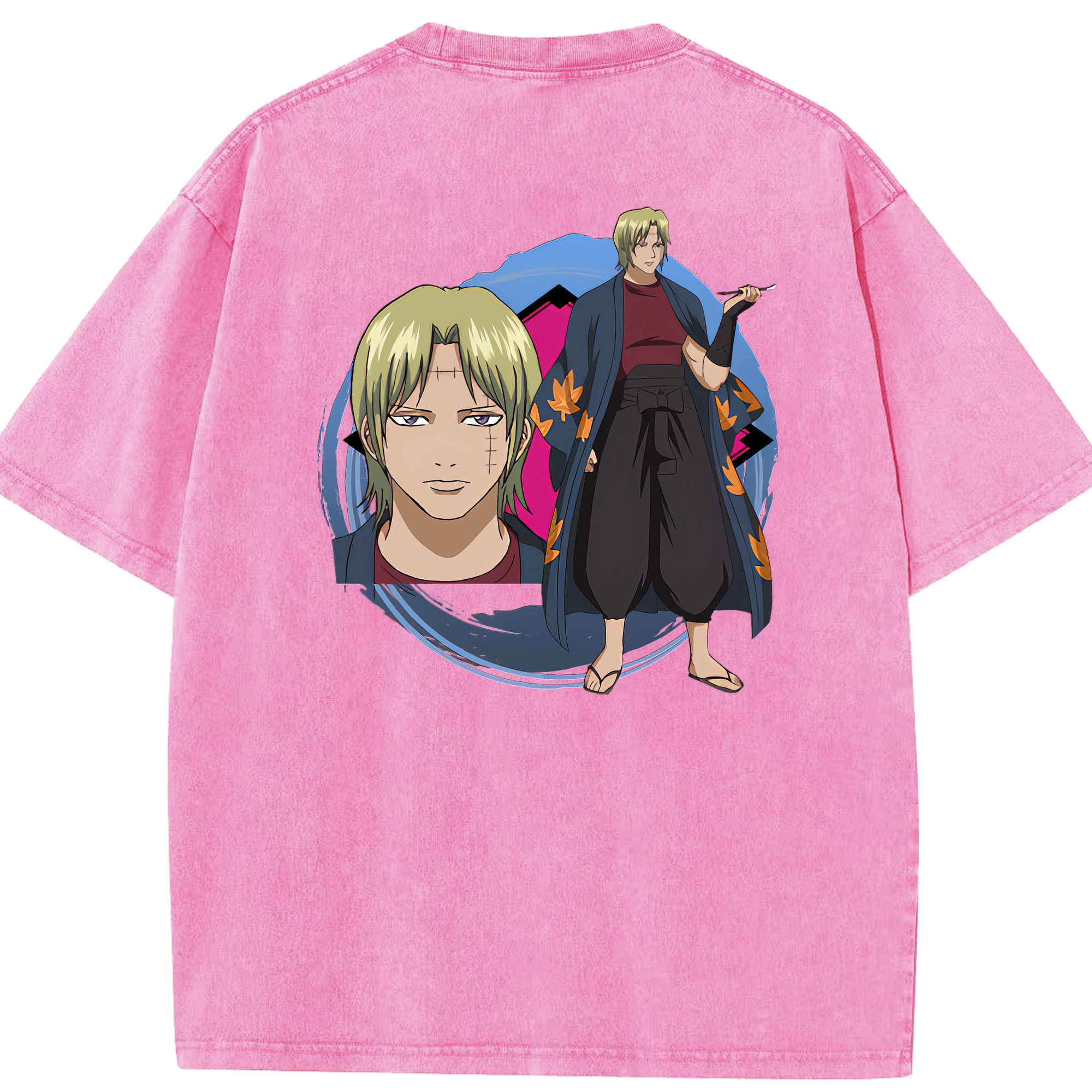 （画像用） ぎんたま 坂田銀時（さかたぎんとき） 神楽 志村新八（しむら しんぱち） GINTAMA Sakata Gintoki Kagura Shimura Shinpachi 綿100% ヴィンテージ風 半袖Tシャツ（背面プリント）